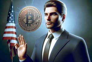 An image of a high-definition realistic representation of a prominent politician dramatically altering his viewpoint on cryptocurrency, causing him to garner backing from influential figures in the sector. Note: The politician has Caucasian descent, a male gender identity, a distinctive hairstyle and is wearing a traditional business suit.