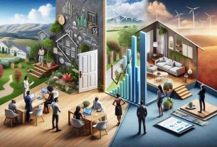 An ultra high-definition, realistic image showcasing the challenges and opportunities in the new homebuyer landscape. To the left, a group of potential homebuyers - a Black woman, a Hispanic man, a South Asian woman and a Caucasian man - are analyzing a complex housing market chart demonstrating some of the obstacles they face like high prices and competitive bidding. To the right, there's an open door welcoming the same group, symbolizing the opportunities that await, surrounding by attractive features of a first home - a beautiful garden, solar panels, a cozy interior design. Balancing both sides, weighing challenges and luxuriating in opportunities, captures the essence of the modern homebuying process.