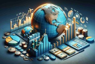 Realistic HD illustration of a tactile collection of elements representing the global economic outlook. The image might include a globe signifying the interconnected global economy, bar graphs depicting recent trends in finance and commerce, line graphs showing forecasts for various sectors, stacks of currency from different countries to signify economic wealth and diversity, and perhaps a ship or airplane to indicate international trade. All these elements should be tied together beautifully into an infographic demonstrating the recent developments and global trends in the economy.