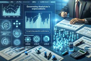 Generate a realistic HD image of a financial earnings report document for a non-specific pharmaceutical company, which has exceeded analysts' expectations, illustrated with charts indicating the surprising positive performance.