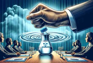 A illustrative HD image that signifies a major change in the pharmaceutical sector instigated by a new activist investor. Picture shows a hand shaking a pharmaceutical flask triggering ripple effects, signifying a shake-up in the industry. The context is a corporate boardroom to symbolise the high-stakes, strategic decisions made by investors in this industry. Maintain a realistic approach to the scene.