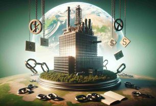 A realistic, high-definition image depicting a symbolic representation of an oil corporation, seen as a colossal structure, set against a backdrop of lenient environmental laws. The company stands unscathed and triumphant, while signs of loose climate regulations, such as negligibly small rulebooks or breakable chains, surround it.